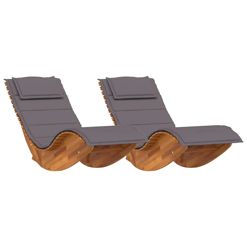 Lettino da sole 2 pcs Marrone Legno di Acacia Massello 3329135