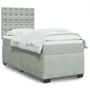 Giroletto a Molle con Materasso Grigio Chiaro 90x190 cm Velluto