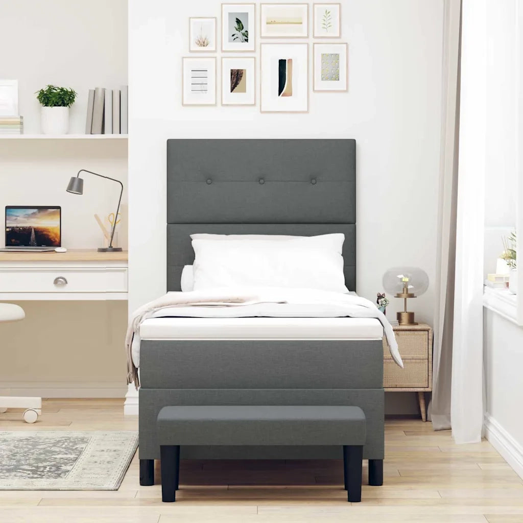 Letto a molle con testiera Grigio scuro 90 x 190 cm Tessuto 3344031