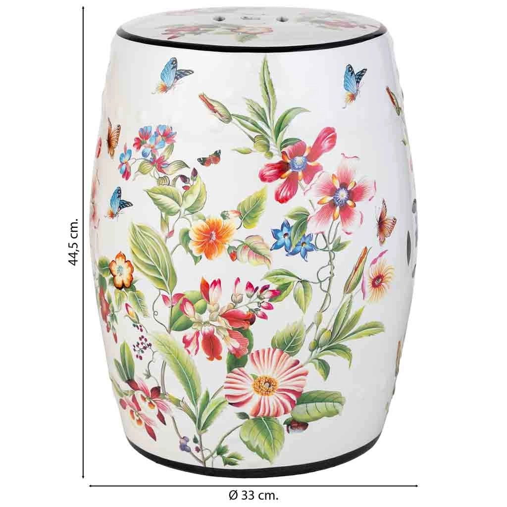 Sgabello in ceramica multicolore, D33x44,5h cm