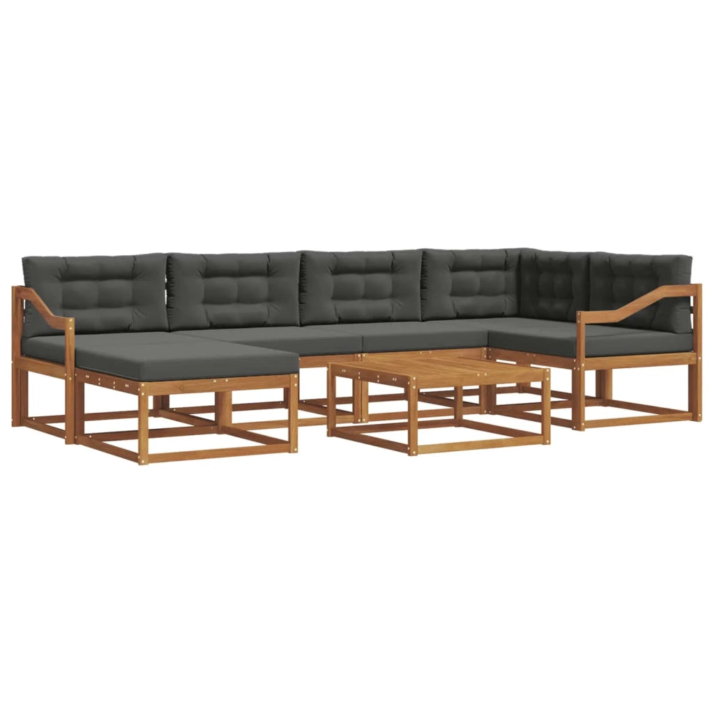 Set di divani da esterno con cuscino 7 pcs Naturale e Antracite