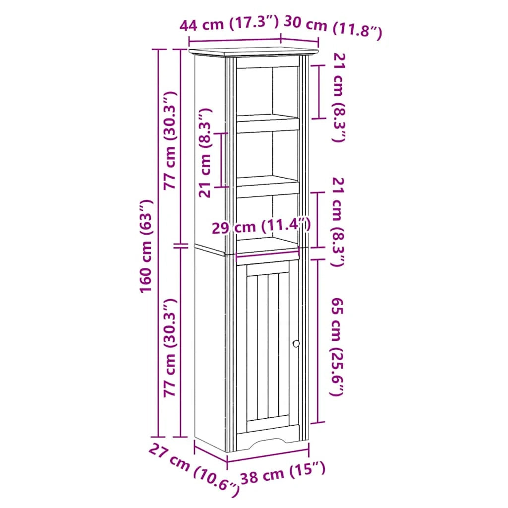 Mobiletto moderno per il bagno 44 ​​x 30 x 160 cm design rustico legno bianco 02_0057680