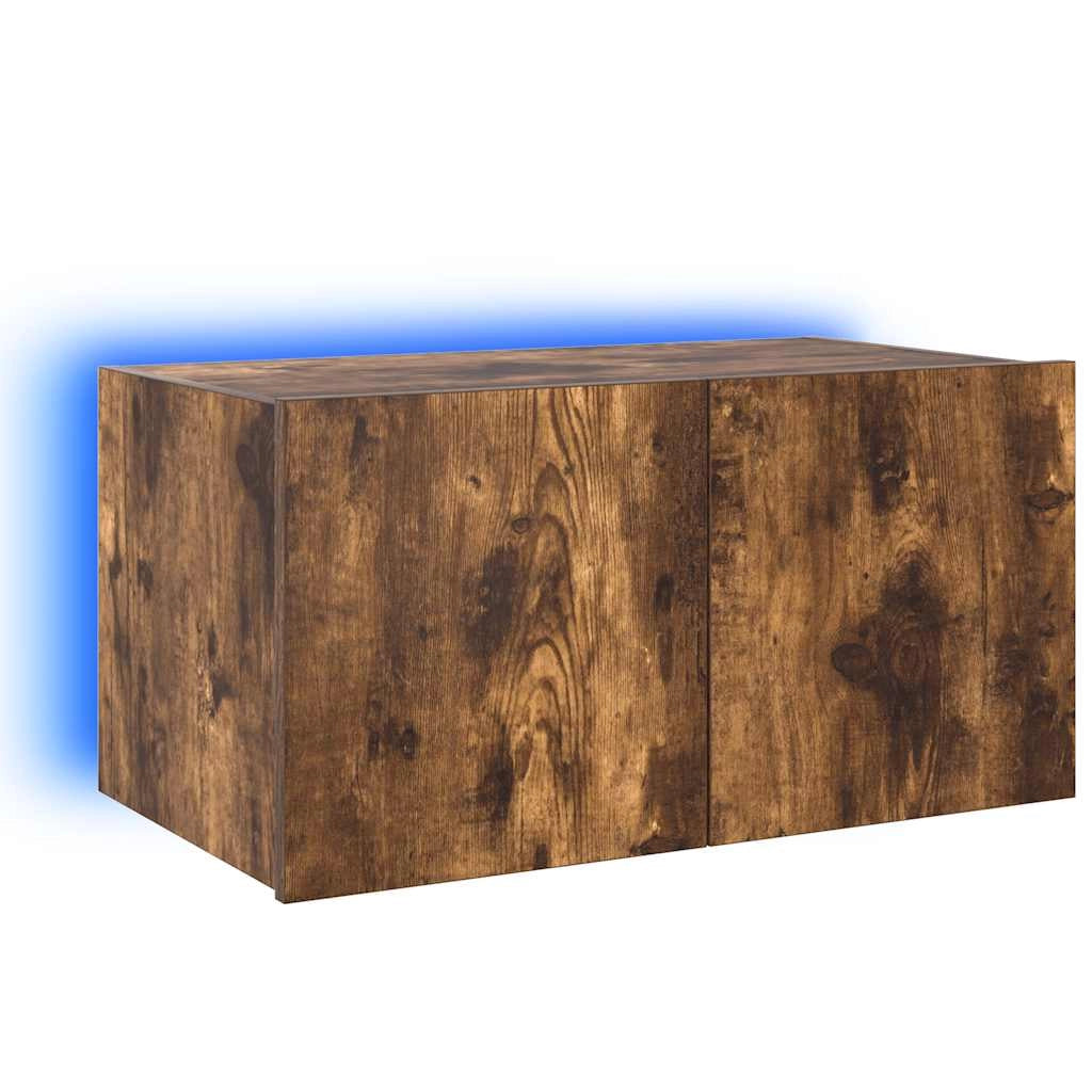 Mobile TV a Parete con Luci LED Rovere Fumo 60x35x31 cmcod mxl 86203
