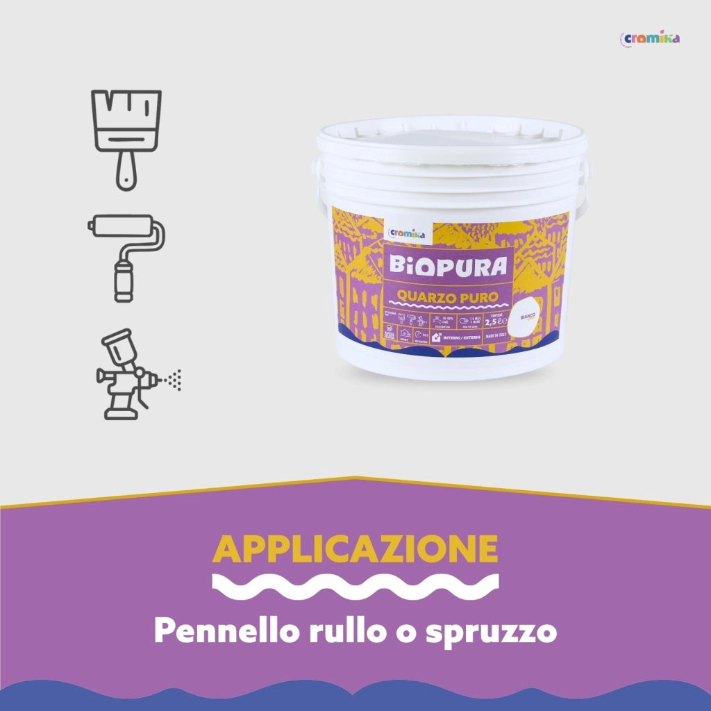 Pittura murale quarzo puro interni esterni finitura opaca linea biopura cromika *** formato 2.5 lt, confezione 1