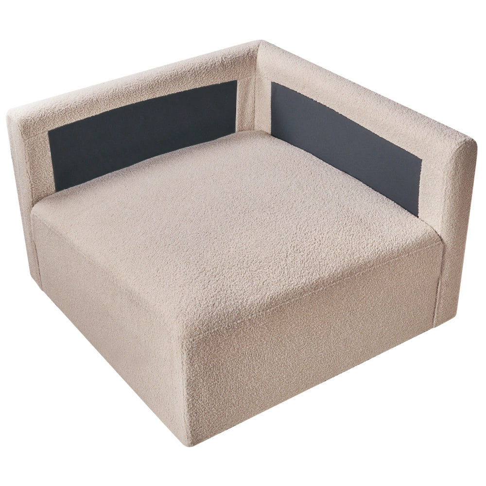 Modulo angolare sinistro Rivestimento in bouclé beige Divano a 1 posto Sezione Soggiorno in stile moderno