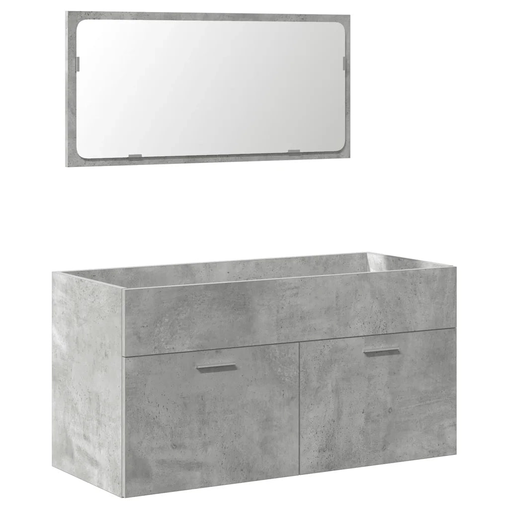 Set Mobili da Bagno 3 pz Grigio Cemento in Legno Multistrato 3324869