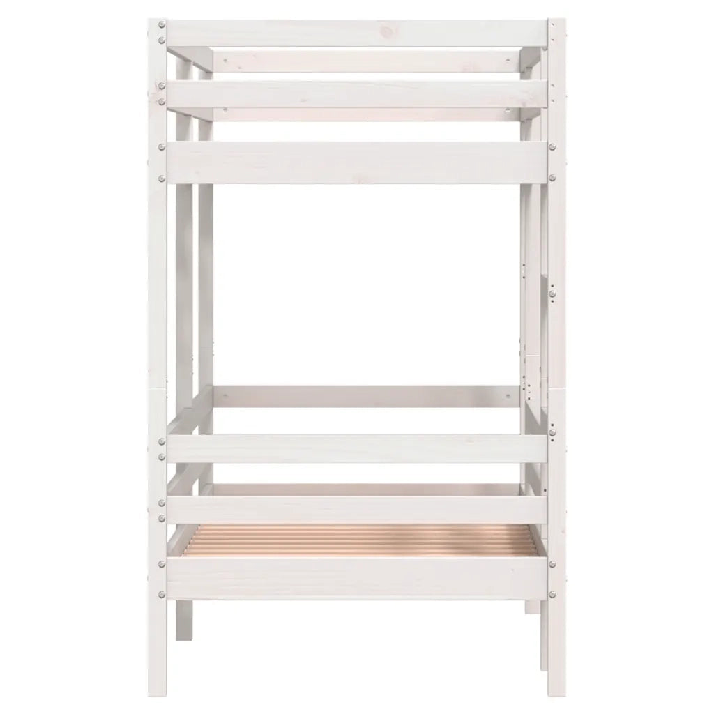 Letto a Castello senza Materasso Bianco 90x190cm Massello Pino 3284222