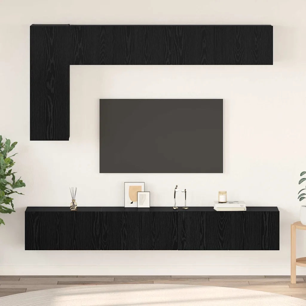vidaXL Set mobile TV 6 pcs Rovere nero 30.5 x 30 x 90 cm