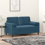 Cuscini Decorativi 2 pz Blu Ã˜15x50 cm in Velluto cod mxl 46154