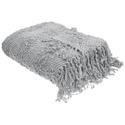 Coperta di cotone intrecciata con nappe 200 x 220 cm grigio morbida classica