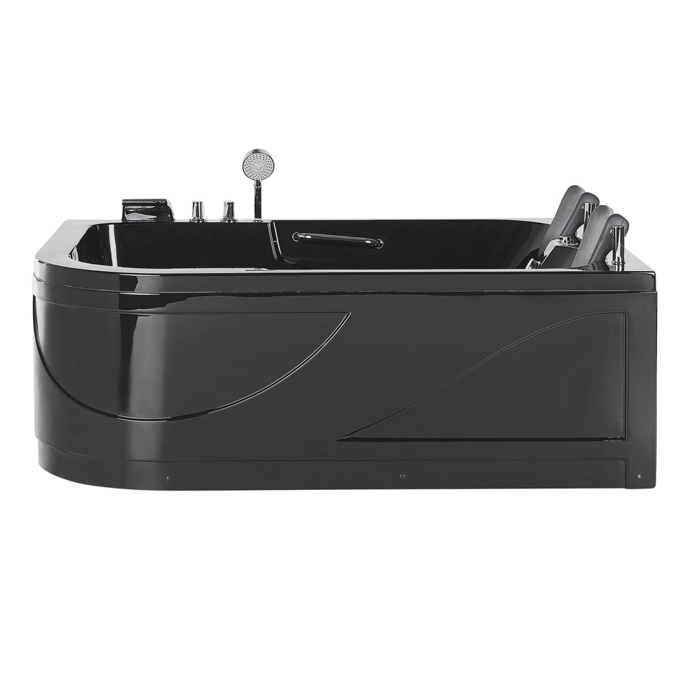 Vasca Idromassaggio Acrilico Nero 170 x 119 cm Luci LED Subacquee versione sinistra Curva Doppio Idromassaggio