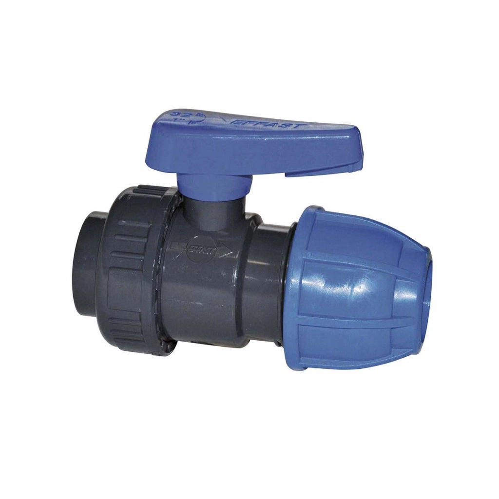 VALVOLA A SFERA MONOGHIERA IN PVC CON FIL. F/ GIUNTO A COMPRESSIONE- 1 x 32- IRRIT- pezzi 1