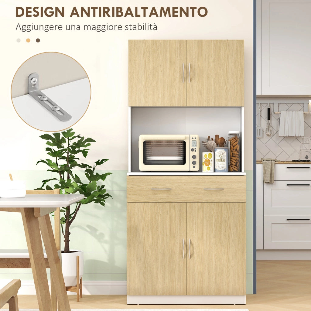 Credenza per Cucina con Armadietti a 2 Ante 80x40x180 cm Colore Legno