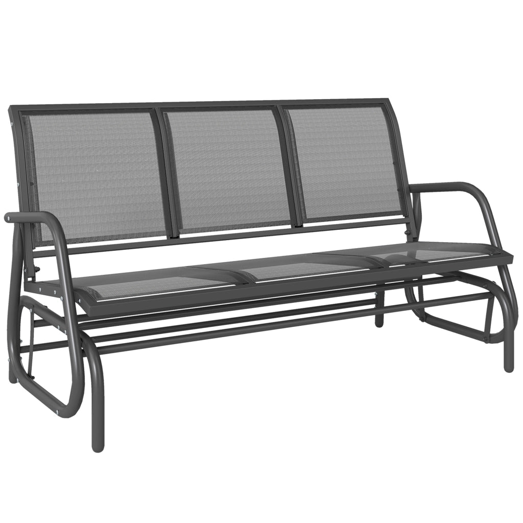 Panchina a Dondolo da Giardino 3 Posti ¨C zephmum ¨C Grigio, Metallo, Tessuto, 147x70x85cm