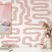 Carta da Parati Astratta Bianca e Rosa Carta Vegana 250x200cm 5,5mq 