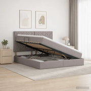 Letto con contenitore e materasso Tortora 160 x 200 cm Tessuto 3459579