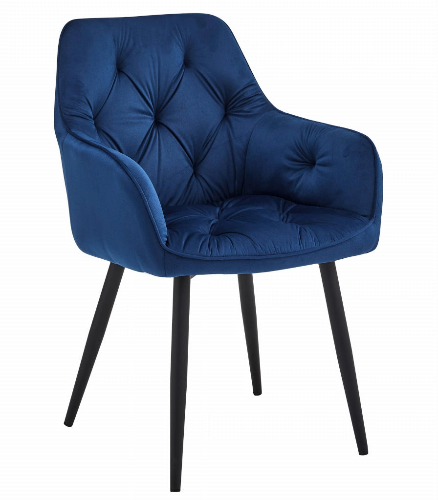 Sedia VALORA LUKK - Velluto blu navy per soggiorno, cucina, sala da pranzo