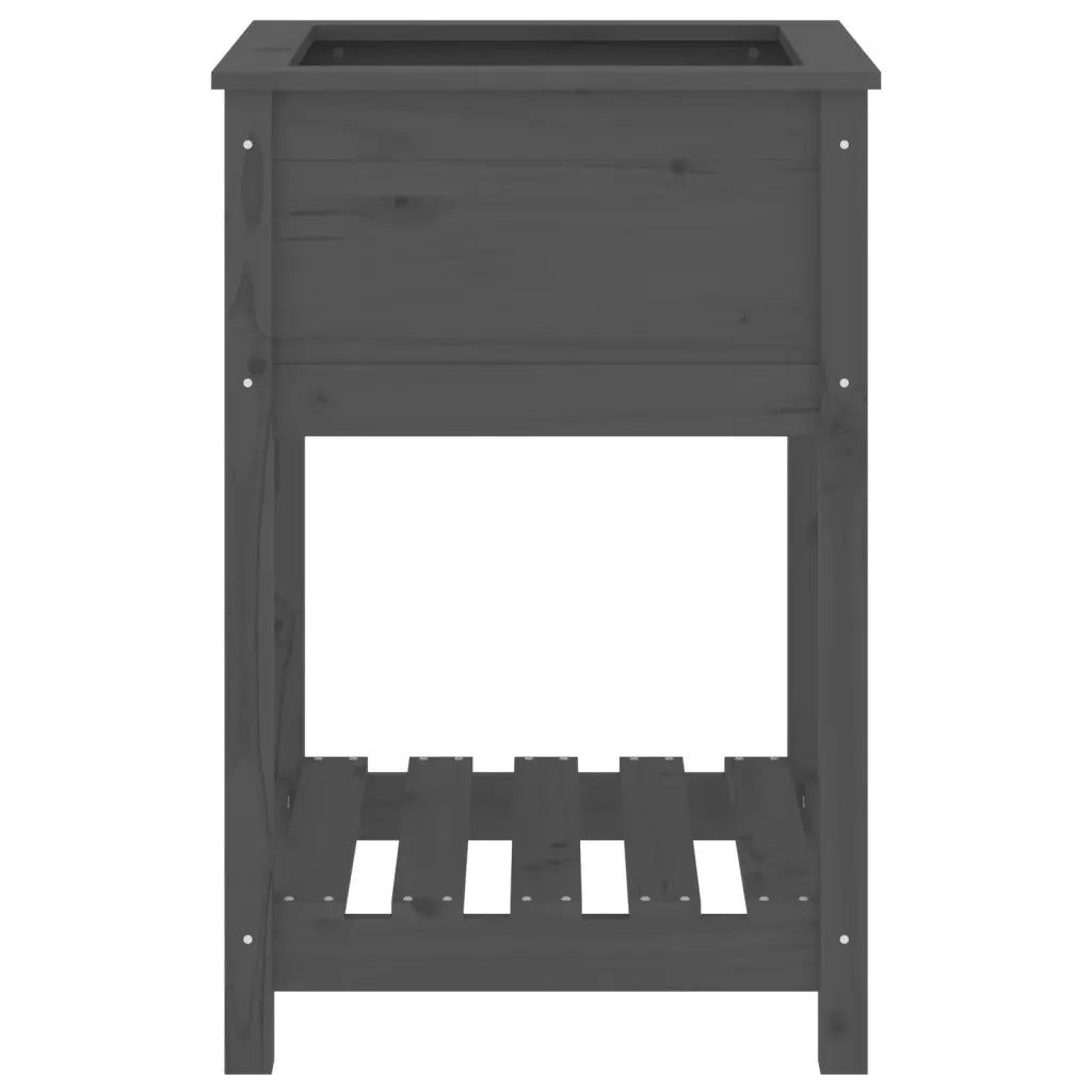 Fioriera con Mensola Grigia 54x54x81 cm Legno Massello di Pino