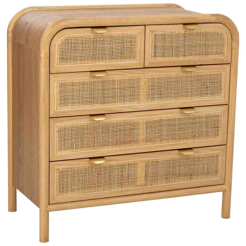 Cassettone in legno e rattan marrone 80x40x81h cm