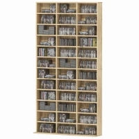 Organizzatore per CD e DVD, biblioteca scaffale archiviazione 1116 CD/528 DVD, 36 scomparti e ripiani regolabili, rovere