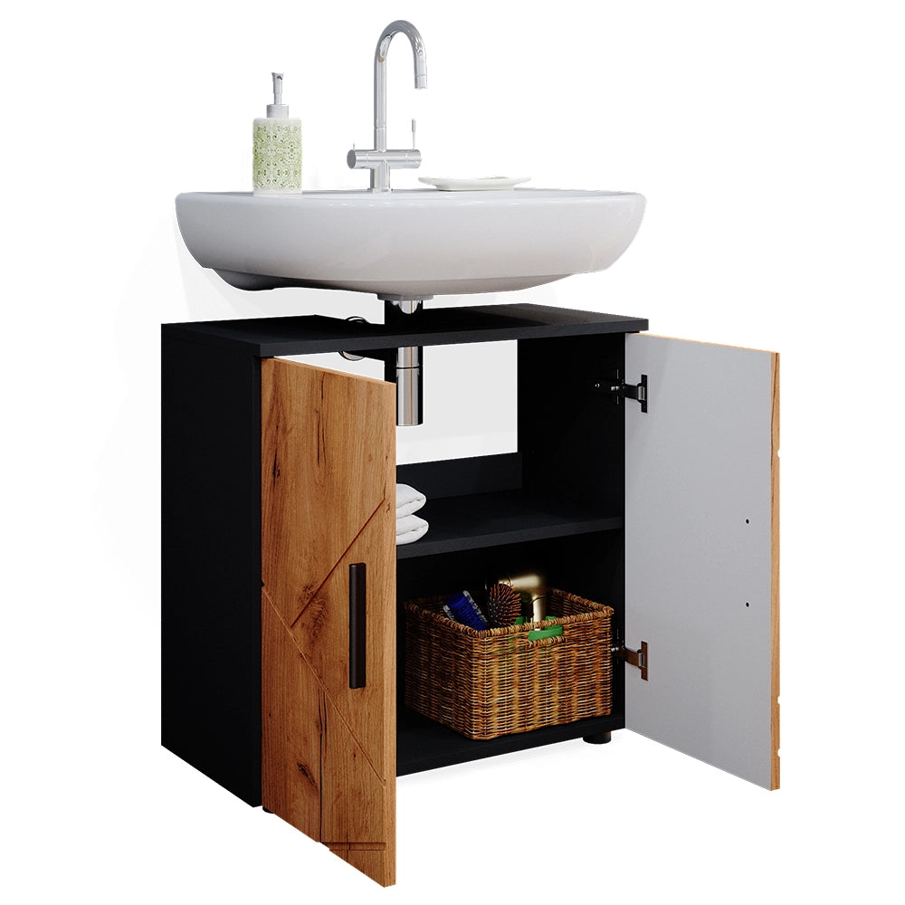 Vicco Set di mobili da bagno Quercia dorata/antracite 2 parti, con unità midi