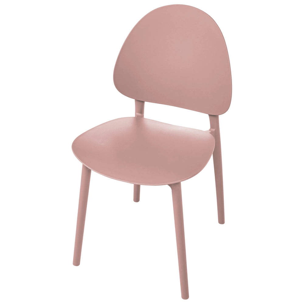 Set di 4 sedie da pranzo in plastica rosa per interni ed esterni senza braccioli stile classico minimalista