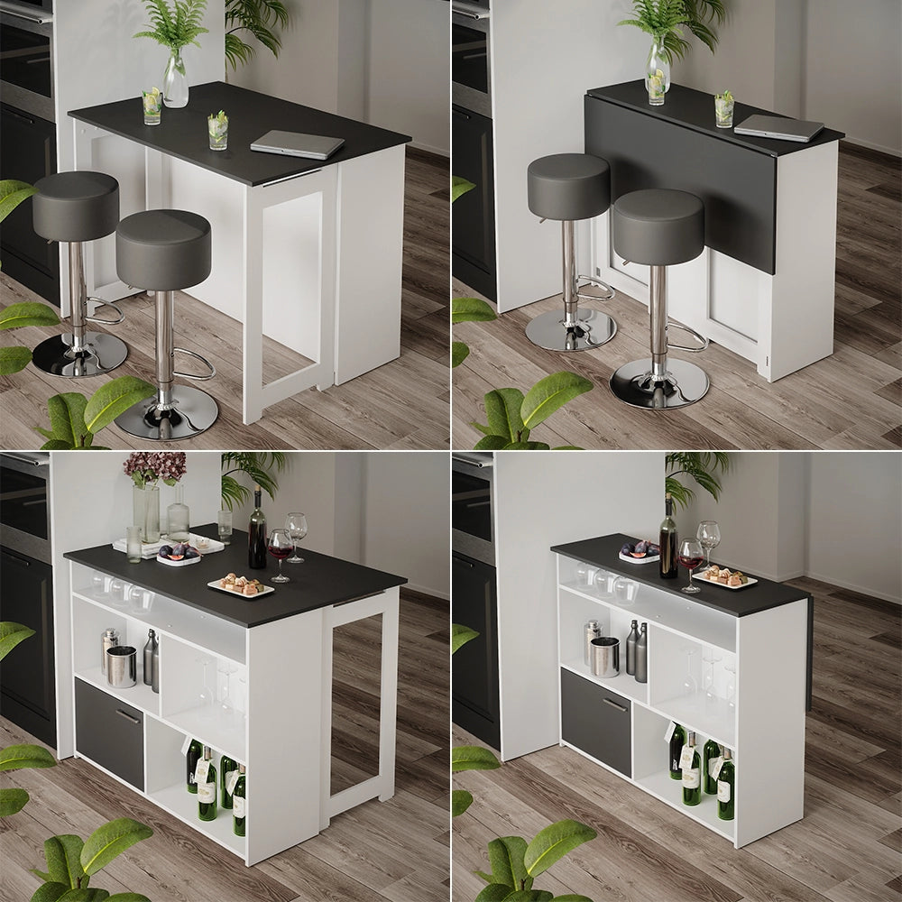 Vicco Tavolo bar con sgabelli Antracite/bianco 116 x 37 cm con 2 sgabelli da bar