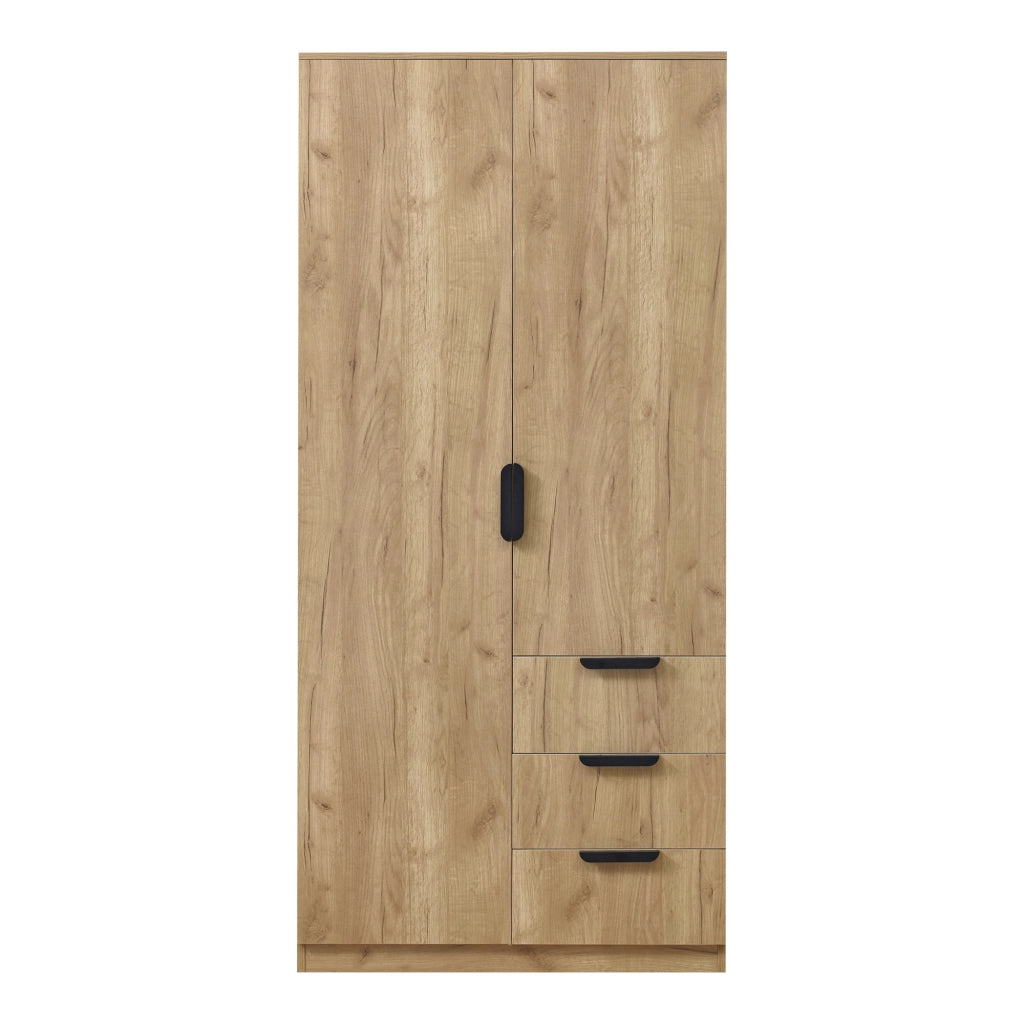 Armadio Guardaroba Eiselfing con Scomparti e Cassetti 176 x 80 x 52 cm Effetto Rovere [en.casa]