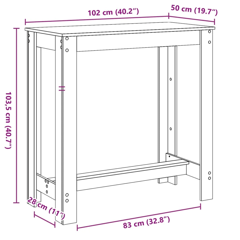 vidaXL Tavolo Bar Rovere Artigianale 102x50x103,5 cm Legno Multistrato