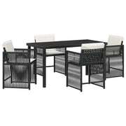 Set da Pranzo per Giardino 5 pz | Set Salotto da Giardino Nero polyrattan