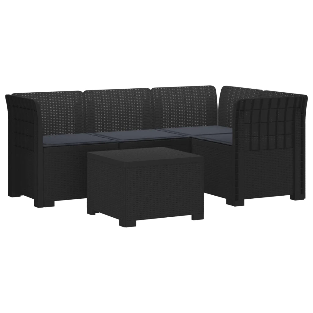 Divano da giardino 4 posti con cuscini aspetto rattan PP 3444001