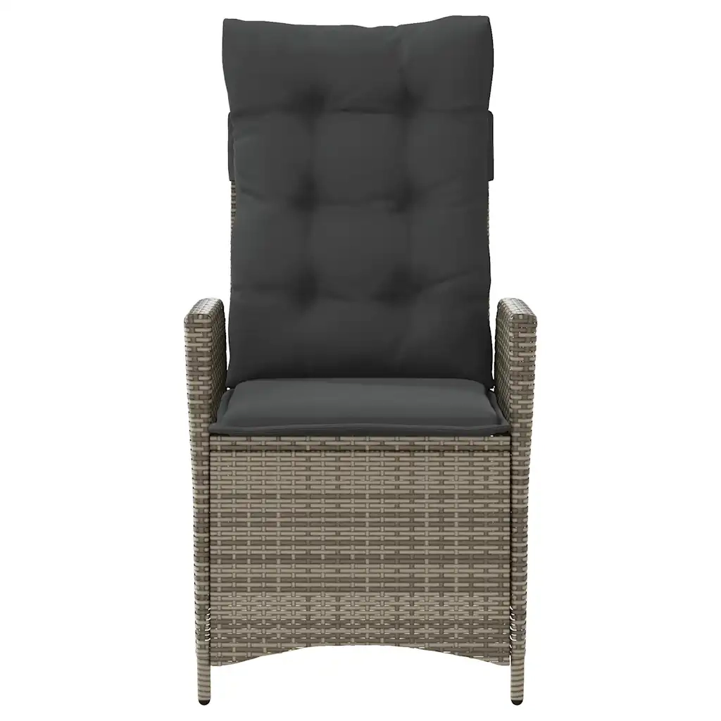 Sedia Reclinabile da Giardino con Cuscini Grigia in Polyrattan 365259