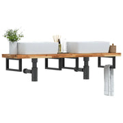 vidaXL Ripiano a Parete per Lavabo in Acciaio e Massello di Acacia