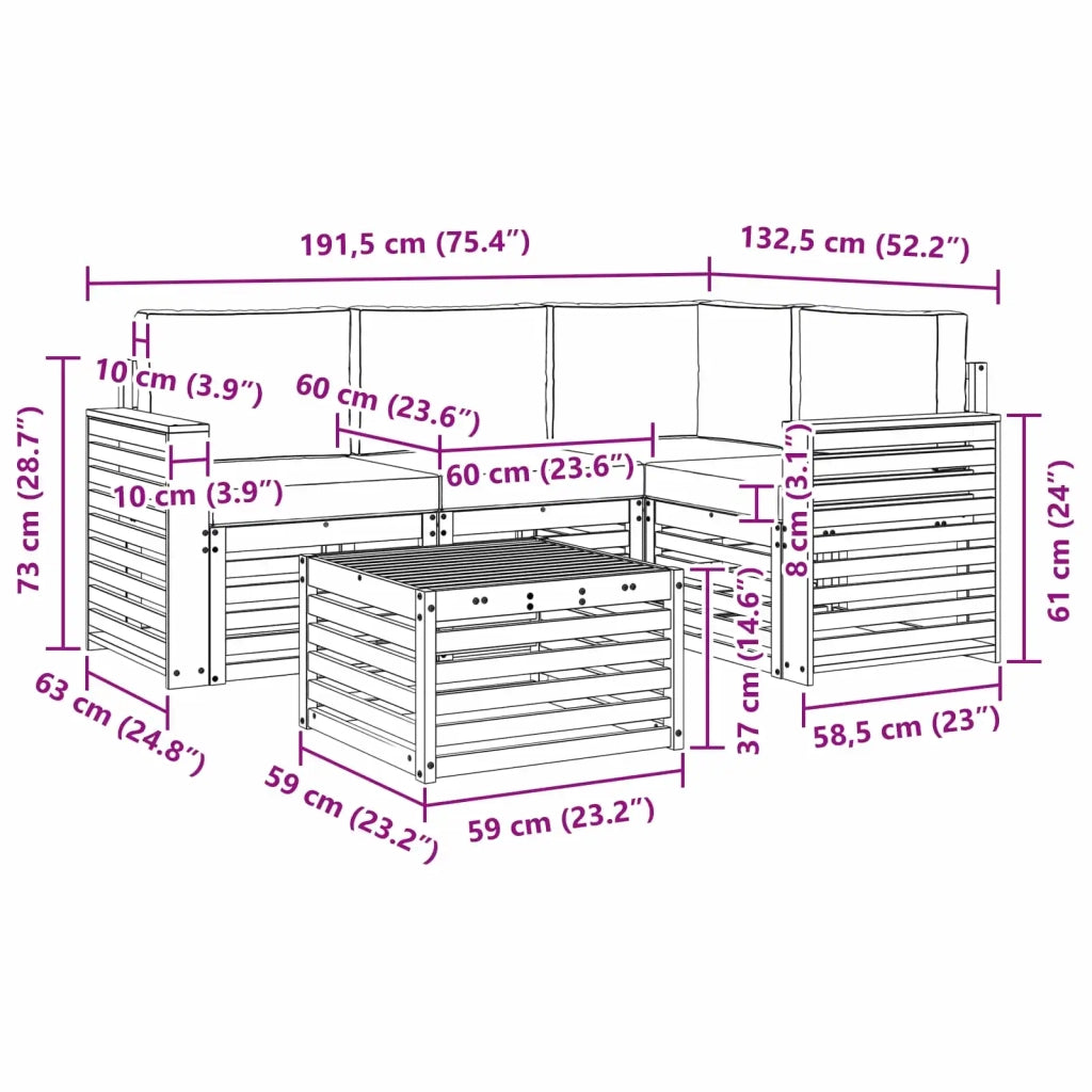 Set di divani da esterno 5 pcs Bianco e Crema 59 x 59 x 37 cm 3391800