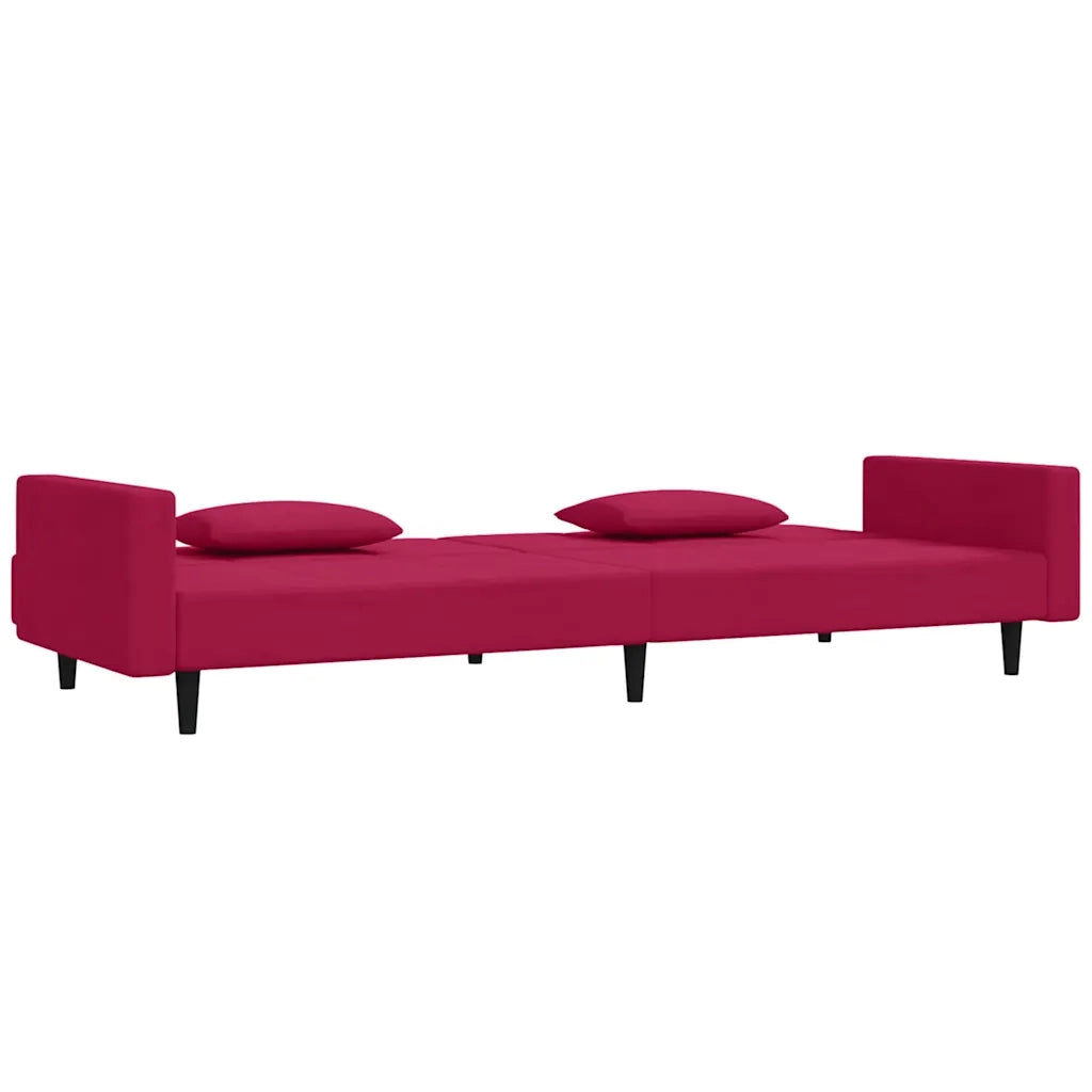 Divano Letto a 2 Posti con 2 Cuscini Rosso Vino in Velluto 375820