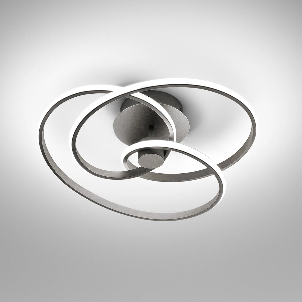 Diva - Plafoniera led design moderno 40W dimmerabile - Alluminio titanio, luce calda 3000K, 2500lm, diffusore in silicone