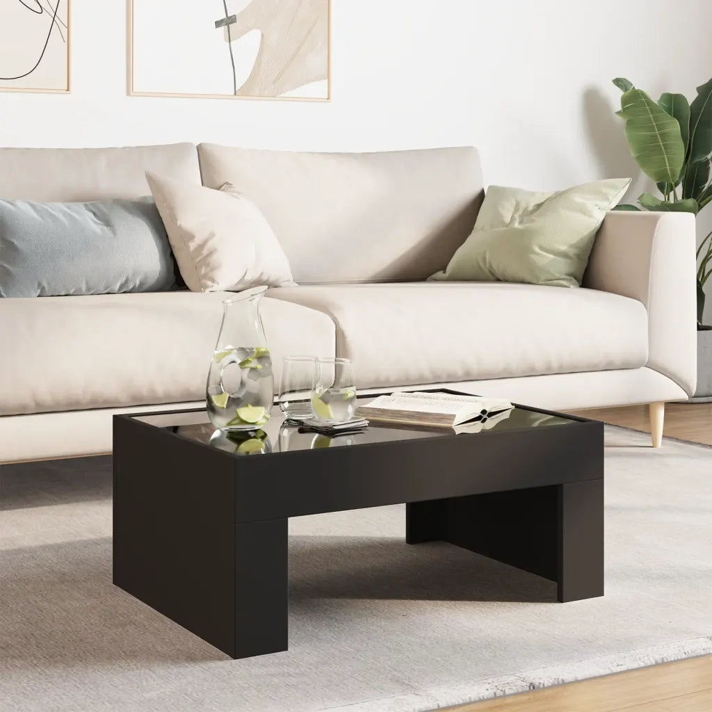 Tavolino da Salotto con LED Infinity Nero 70x50x30 cm 847610