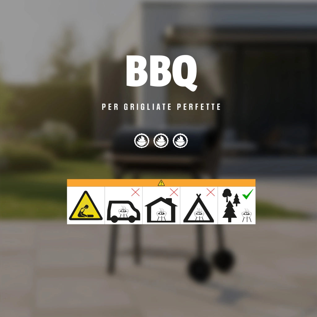 Barbecue a Carbone con Coperchio e Termometro, Griglia di Cottura in Acciaio Inox SS304