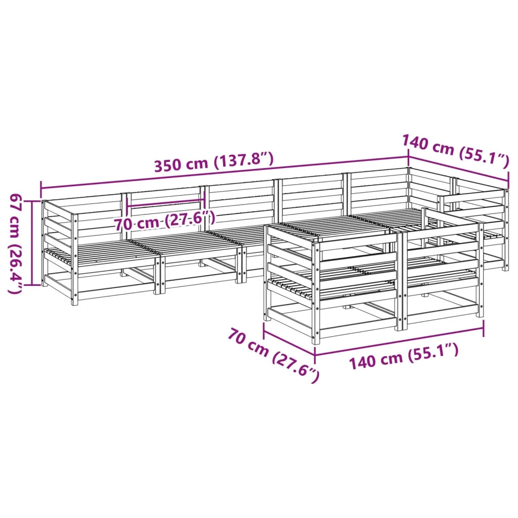 Set Divani da Giardino 8 pz in Legno Massello di Pino 3299500