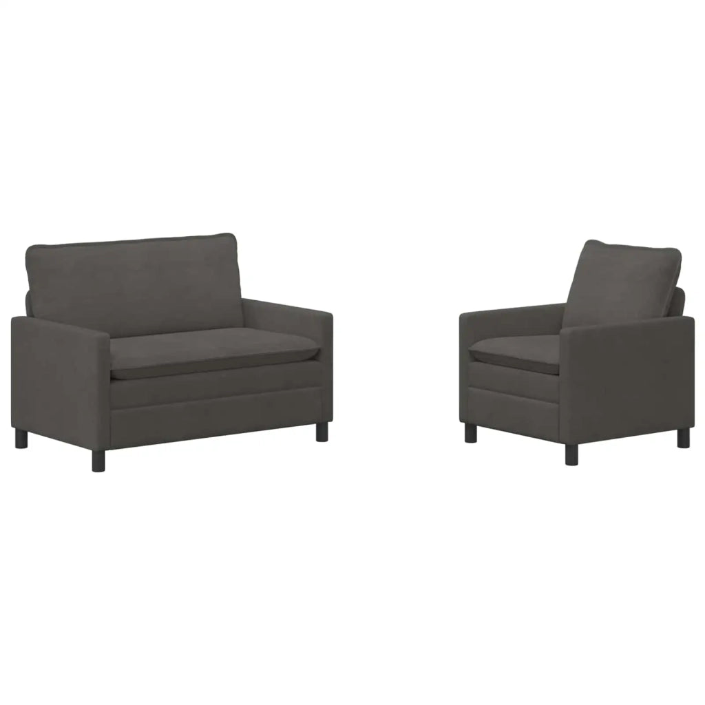 Set di divani 2 pcs Grigio Scuro Tessuto