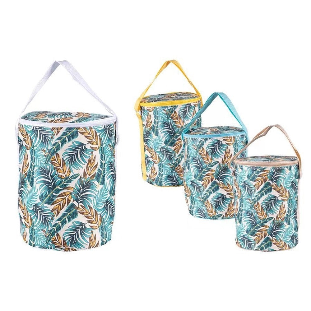 Trade Shop - Borsa Frigo Termica Cilindrico 26lt Con Stampa Tropicale A Foglie 4 Colori 3239238 -