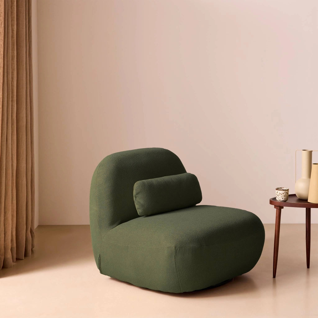 Poltrona girevole 360° bouclé, kaki