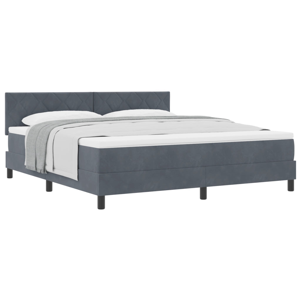 Letto a molle vitaXL con materasso grigio scuro super king in velluto