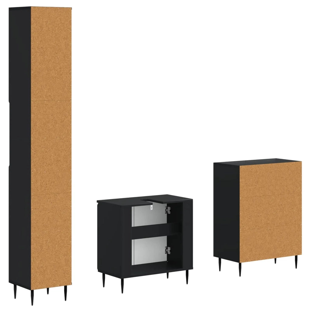 Set di armadietti da bagno in 3 pezzi HAARLEM Nero 3417451