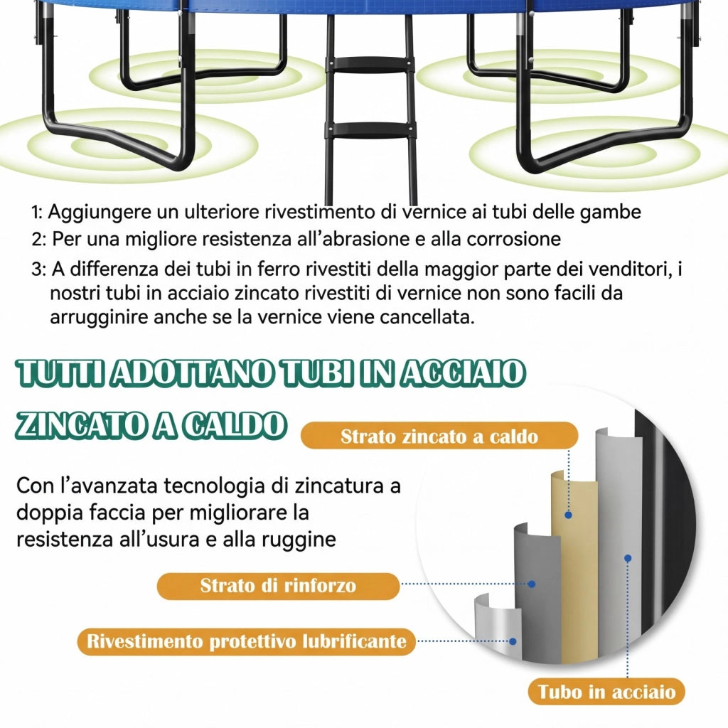 Tappeto elastico da esterno con anello da basket rete cuscinetto di sicurezza, Trampolino da esterno palla da basket e pompa incluse