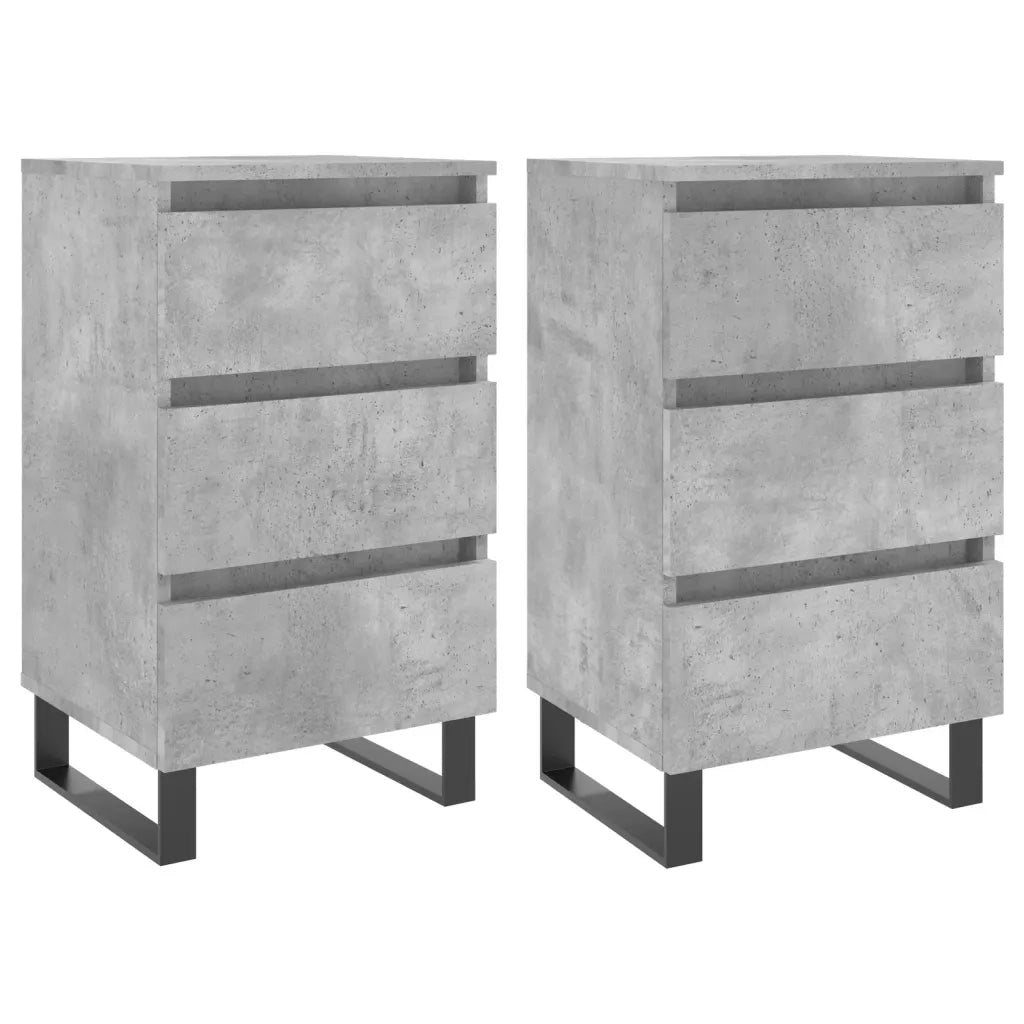 Comodini 2 pz Grigio Cemento 40x35x69 cm in Legno Multistratocod mxl 82041