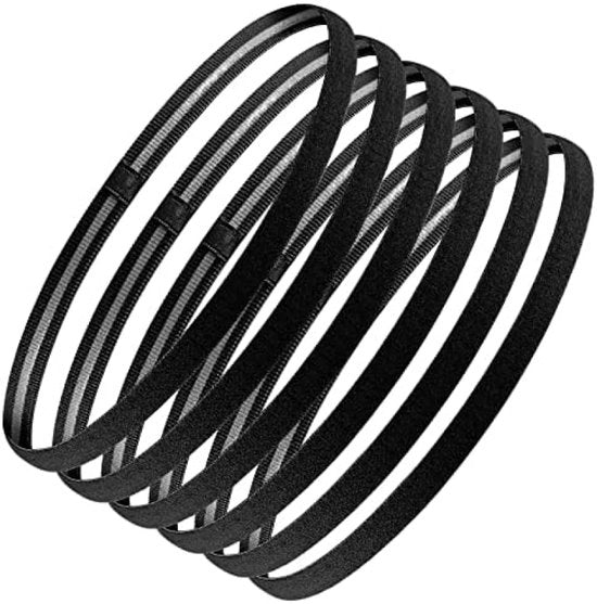 6 Pezzi di Cinture di Capelli Antiscivolo in Gomma per Sport per Signore e Signori - Nero - Adatto per Yoga, Calcio, Corsa e Altro