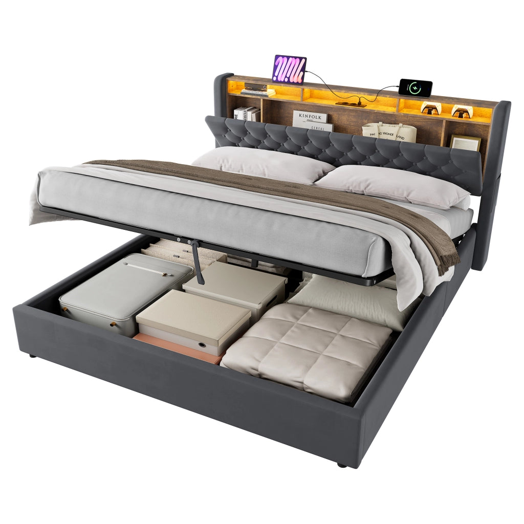 Letto matrimoniale 180x200 cm, colore grigio