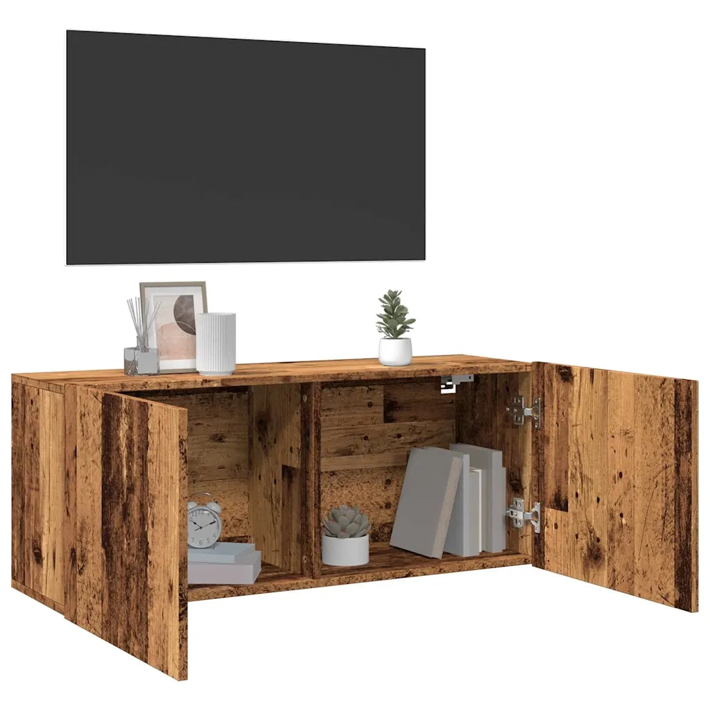 Mobile TV a Parete-Mobile TV a Muro Legno Antico 100x30x41 cm
