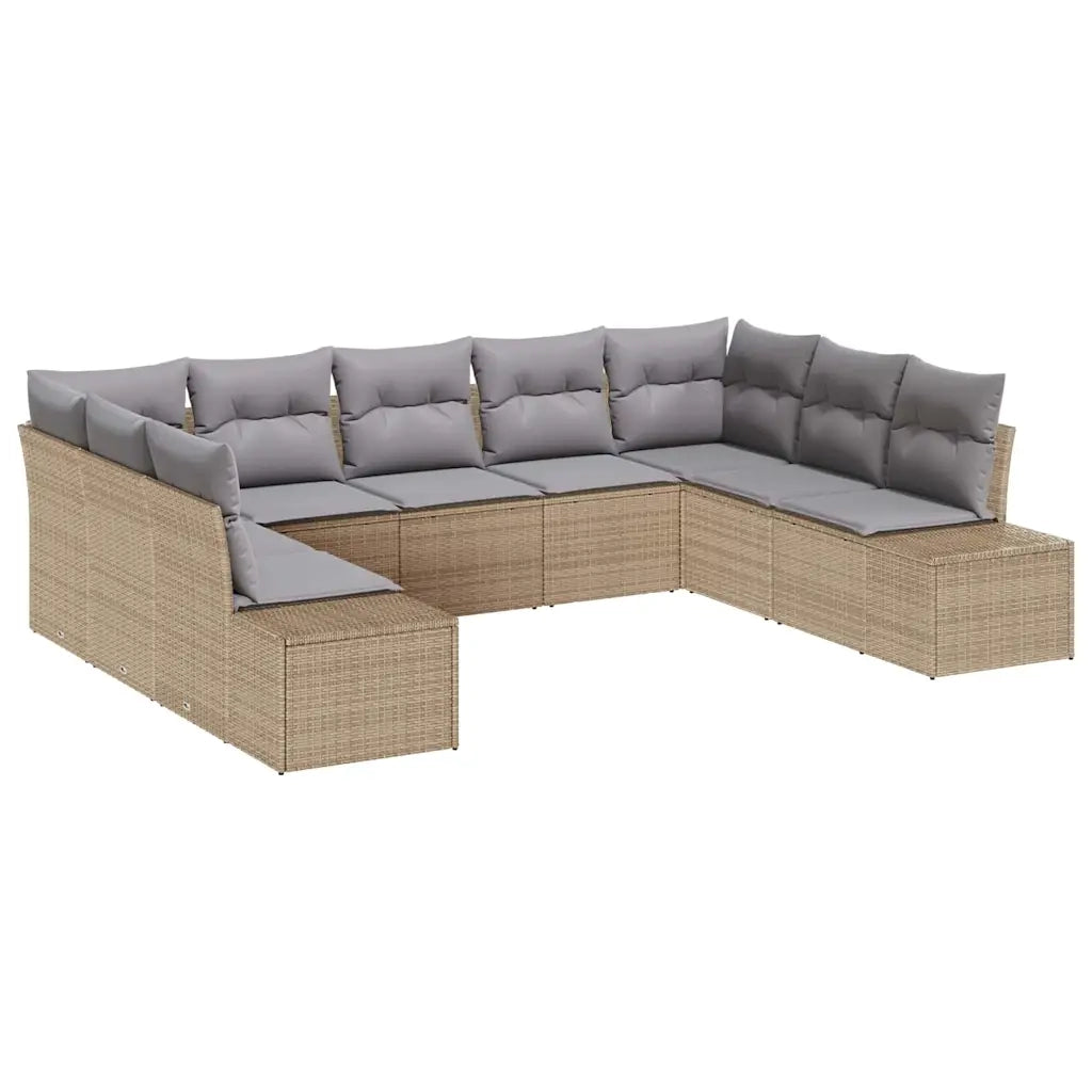 Set Divano da Giardino 9 pcs Beige e Grigio Chiaro Polyrattan 3355889